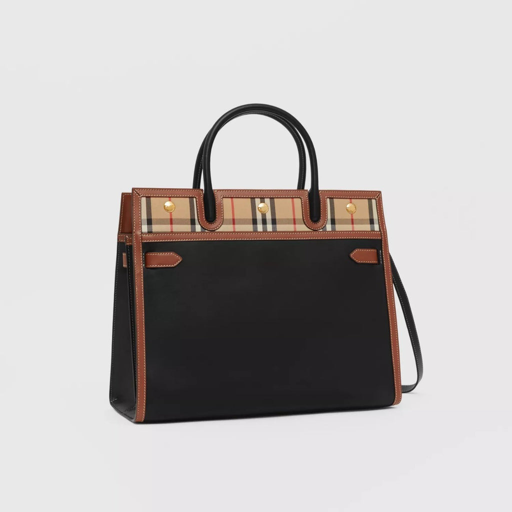 Burberry Medium Leather and Vintage Check Two-handle Title Bag