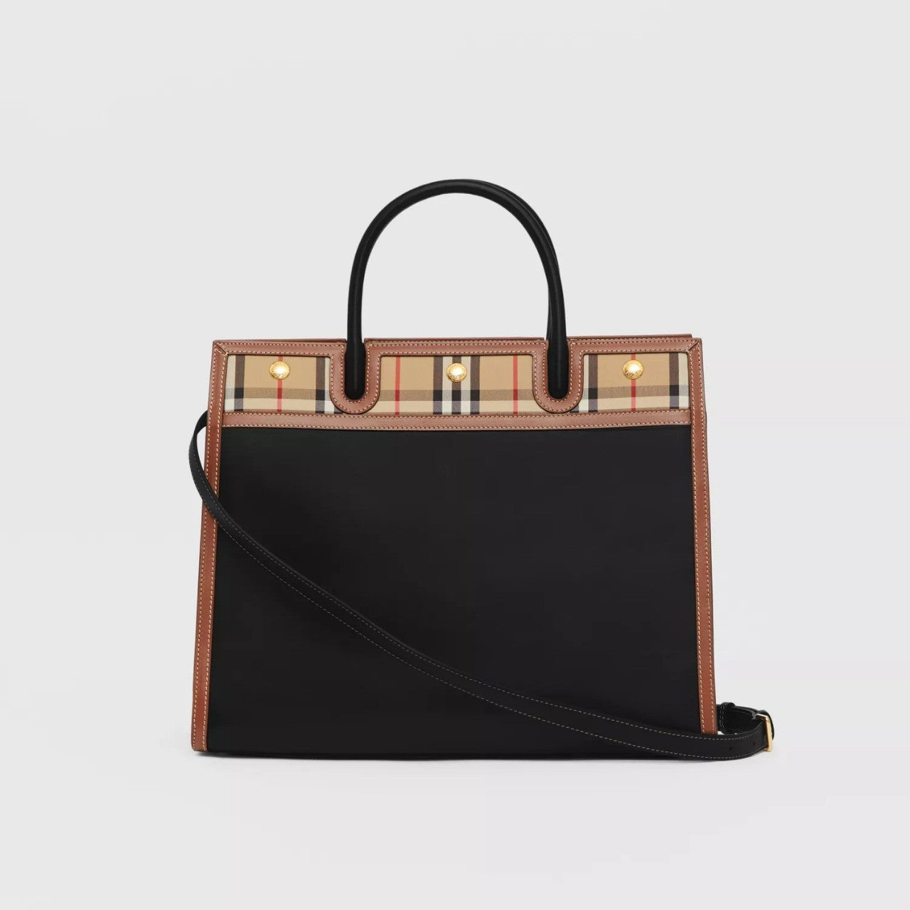 Burberry Medium Leather and Vintage Check Two-handle Title Bag