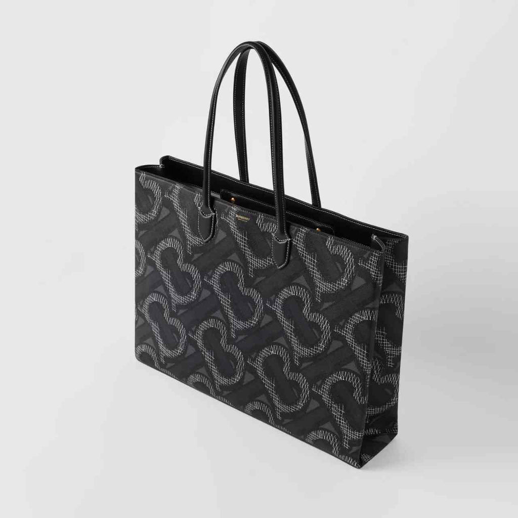 Burberry Monogram Print E-canvas Tote Bag