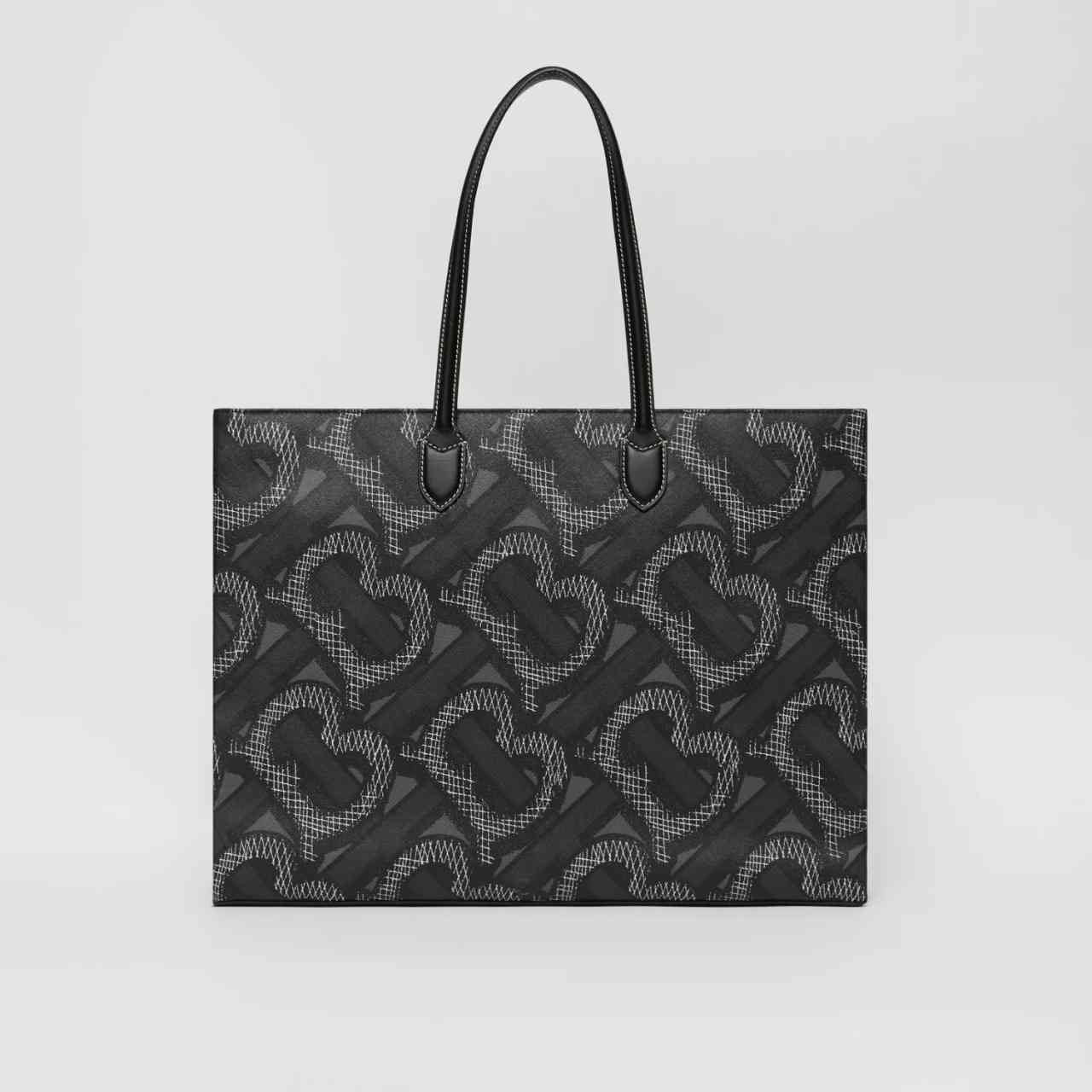 Burberry Monogram Print E-canvas Tote Bag