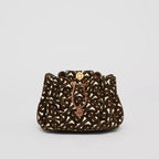 Burberry Mini Monogram Flocked Lambskin Bucket Bag