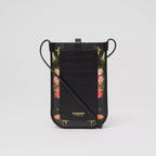 Burberry Rose Print E-canvas Phone Case with Strap