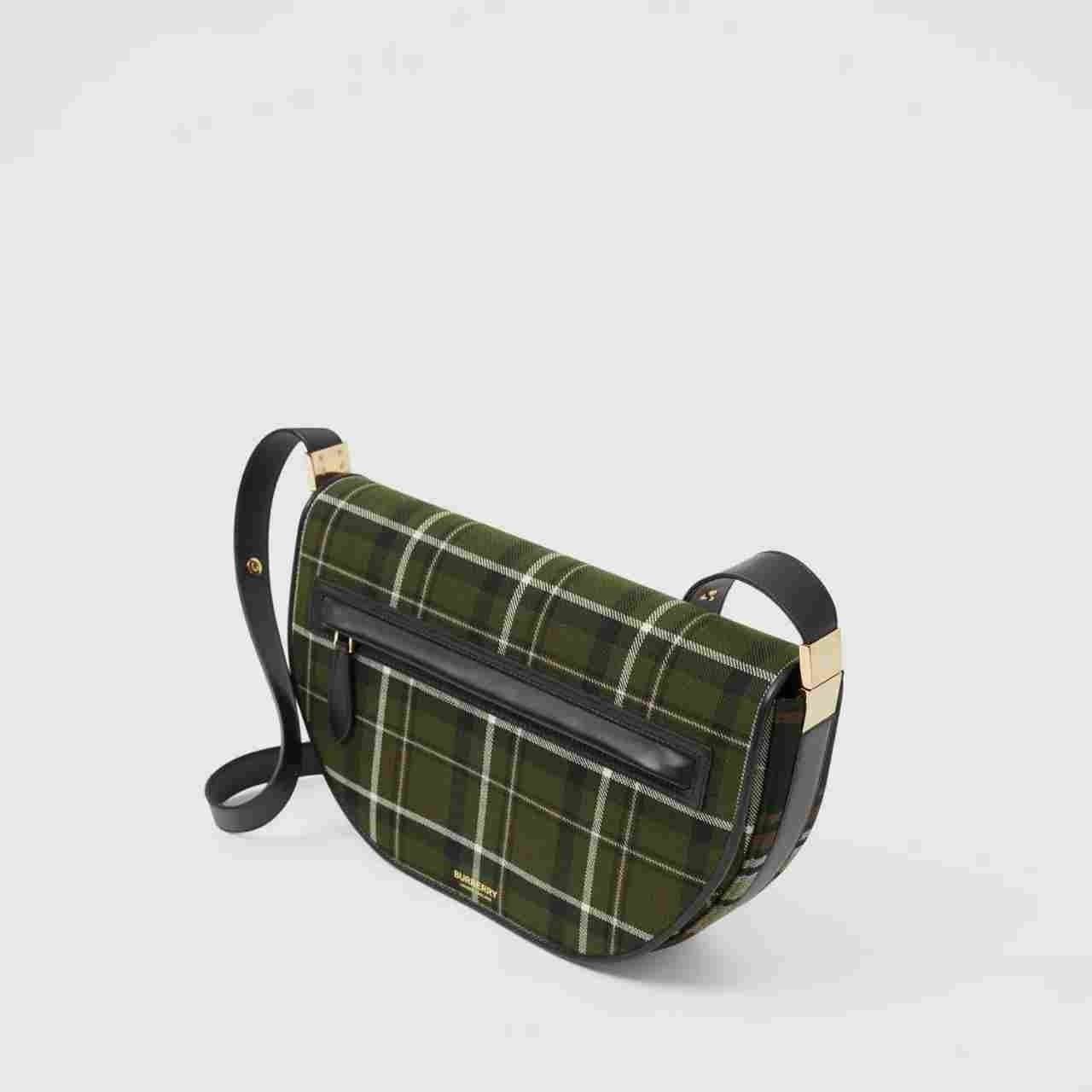 Burberry Medium Tartan Wool and Leather Olympia Bag