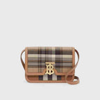 Burberry Small Tartan Wool and Leather TB Bag