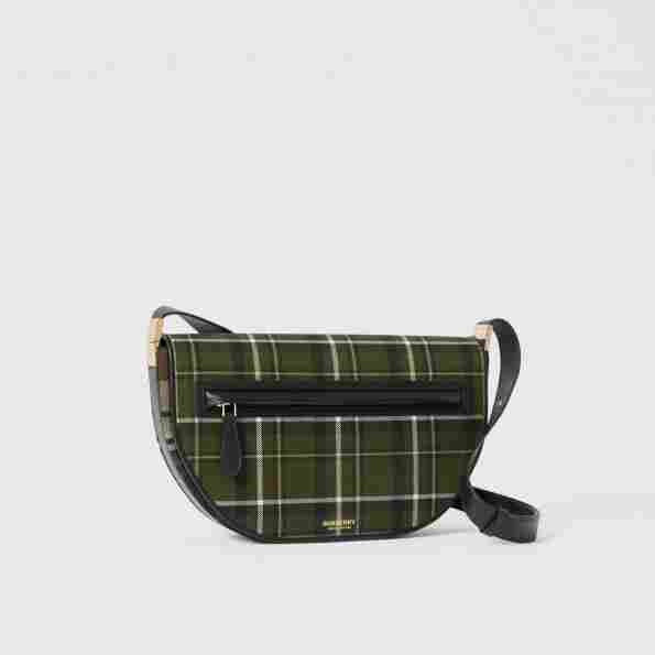 Burberry Medium Tartan Wool and Leather Olympia Bag