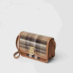 Burberry Small Tartan Wool and Leather TB Bag