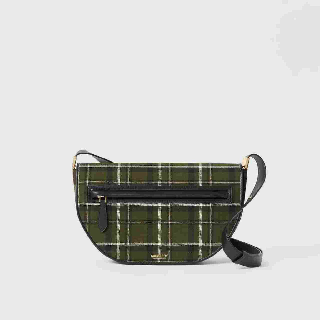 Burberry Medium Tartan Wool and Leather Olympia Bag