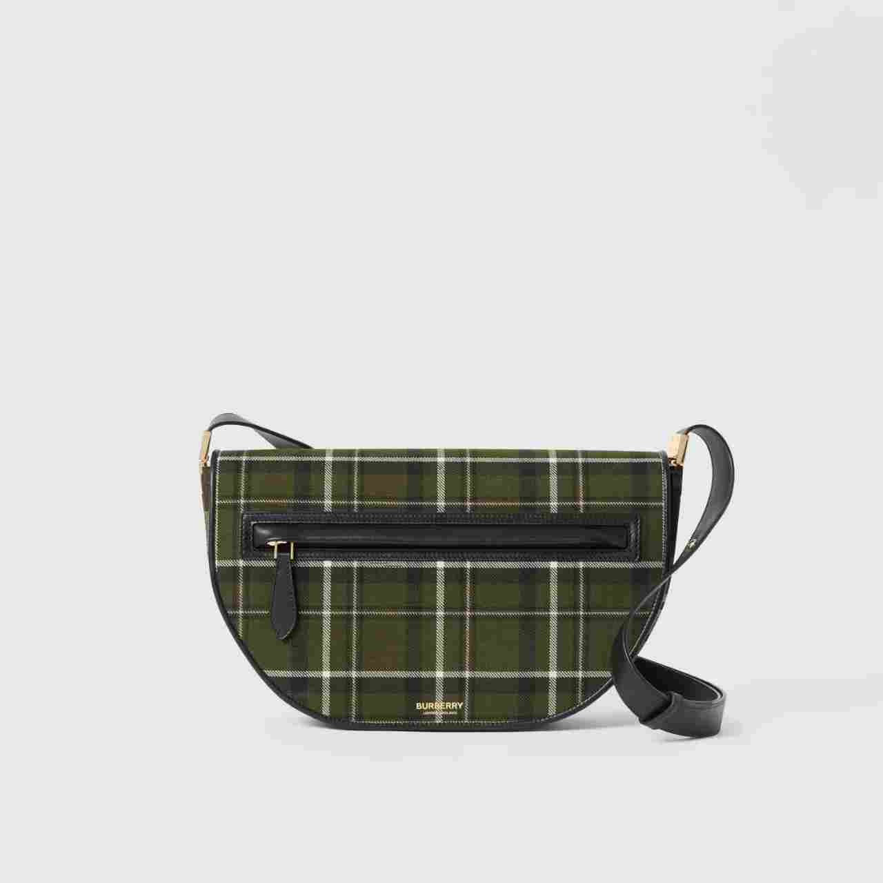 Burberry Medium Tartan Wool and Leather Olympia Bag