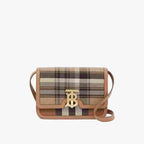 Burberry Small Tartan Wool and Leather TB Bag