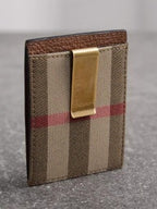 Burberry House Check and Leather Money Clip Card Case