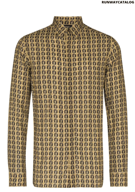 Fendi woven-effect monogram print shirt