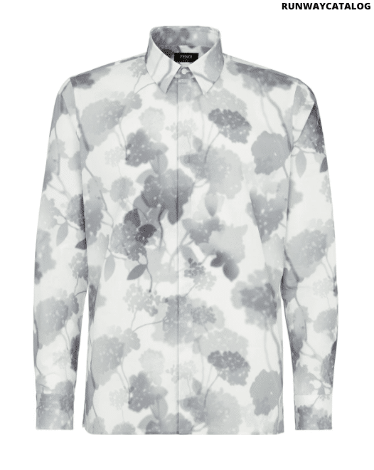 Fendi watercolour-print cotton shirt