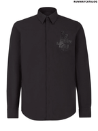 Fendi rhinestone trimmed Alcantara® FF patch shirt