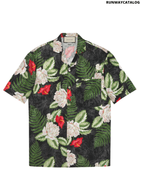 Gucci leaf-print short-sleeved shirt