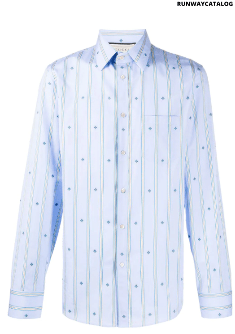 Gucci striped bee print shirt