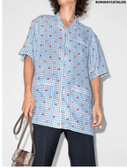 Gucci gingham logo apple shirt