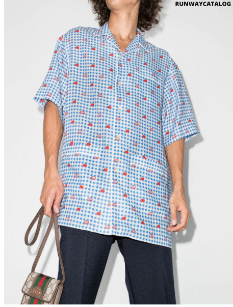 Gucci gingham logo apple shirt