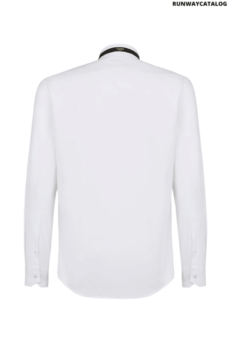 Fendi stripe logo band collar shirt