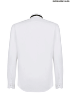 Fendi stripe logo band collar shirt