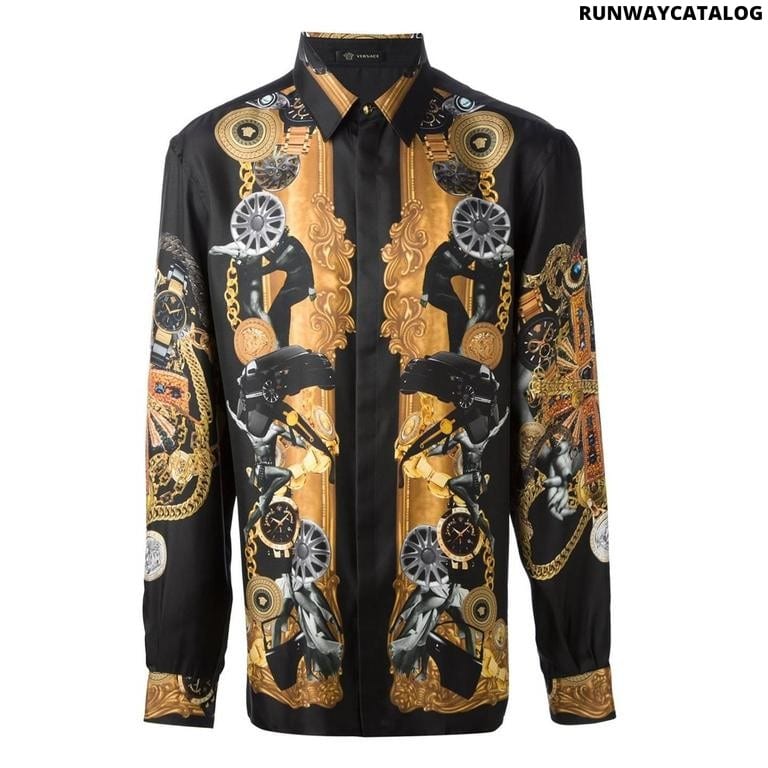 VERSACE Silk black printed shirt