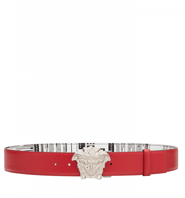 Versace Tabloid Print Reversible Palazzo Belt