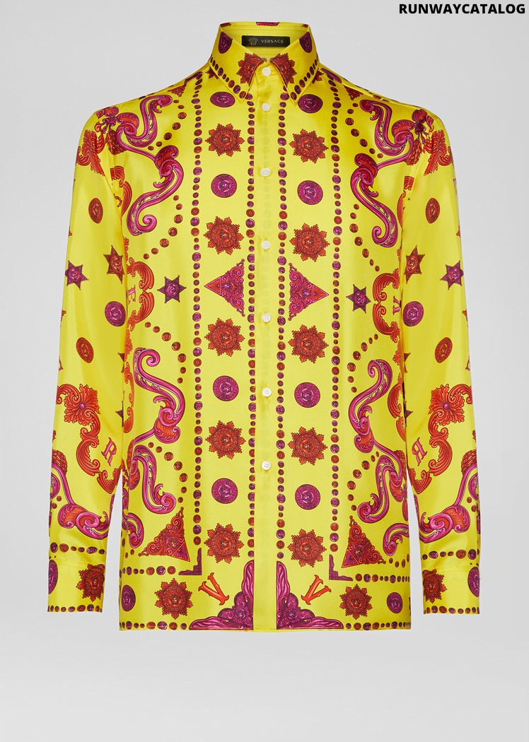 Versace Barocco Western Print Silk Twill Shirt