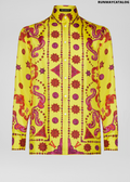Versace Barocco Western Print Silk Twill Shirt