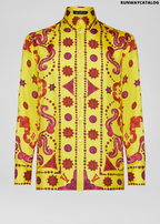 Versace Barocco Western Print Silk Twill Shirt
