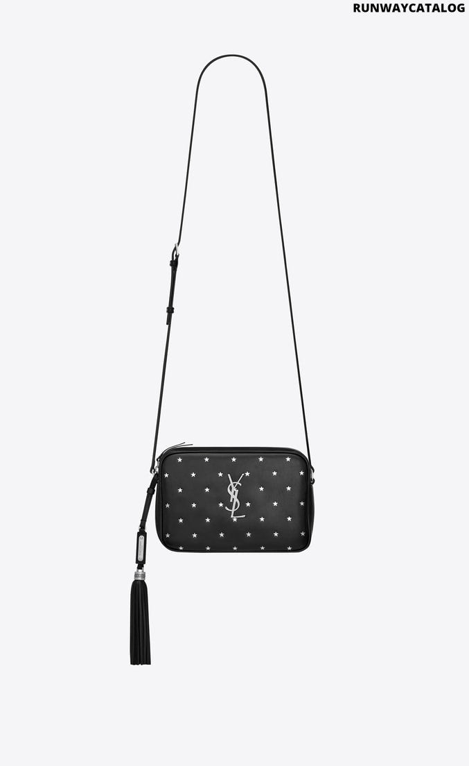 Sanit Laurent Lou Camera Bag in Smooth Leather Embossed With Little Stars