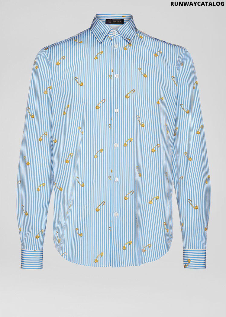 Versace Safety Pin Print Cotton Shirt