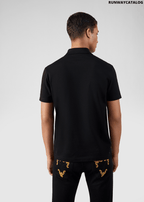 Versace Safety Pin Embroidered Polo Shirt