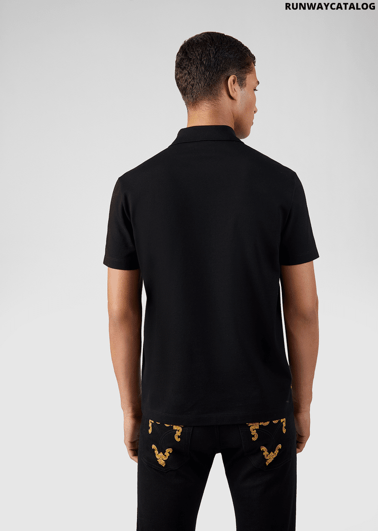 Versace Safety Pin Embroidered Polo Shirt