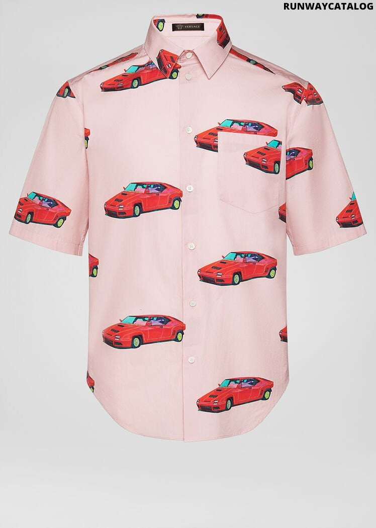 Versace Race Car Print Cotton Shirt