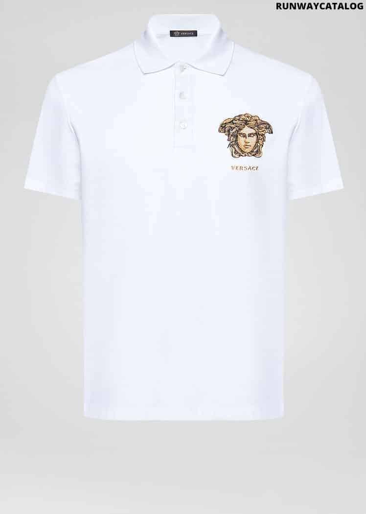 Versace Embroidered Medusa Polo White Shirt