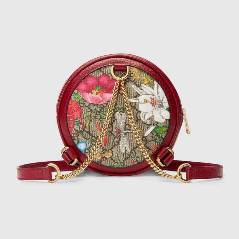 Gucci Ophidia GG Flora mini round shoulder bag