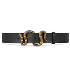 GUCCI Leather belt with snake buckle