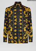 Versace Barocco Western Print Silk Twill Shirt