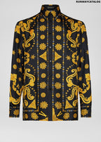 Versace Barocco Western Print Silk Twill Shirt