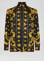 Versace Barocco Western Print Silk Twill Shirt