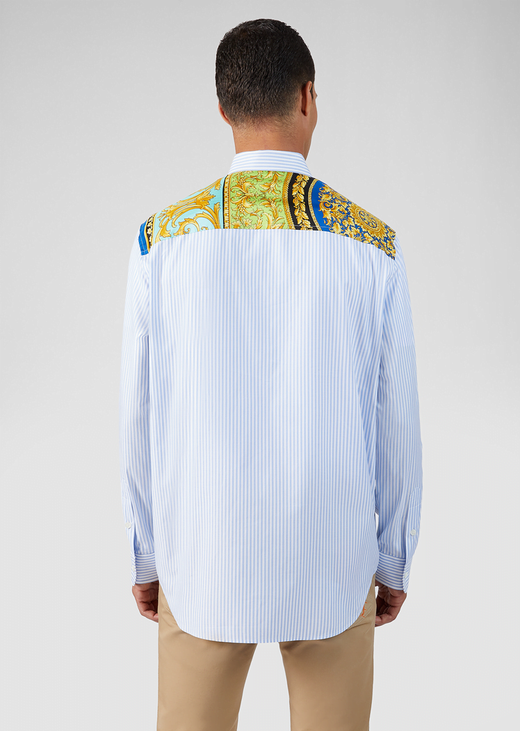 Versace Barocco Insert Striped Shirt