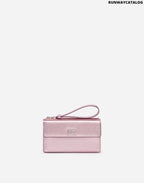 DOLCE &amp; GABBANA VON BAG IN LAMINATE DAUPHINE CALFSKIN WITH DG LOGO CRYSTALS