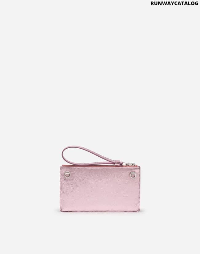 DOLCE &amp; GABBANA VON BAG IN LAMINATE DAUPHINE CALFSKIN WITH DG LOGO CRYSTALS