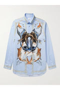 Burberry Button-Down Collar Printed Cotton Shirt