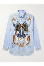Burberry Button-Down Collar Printed Cotton Shirt