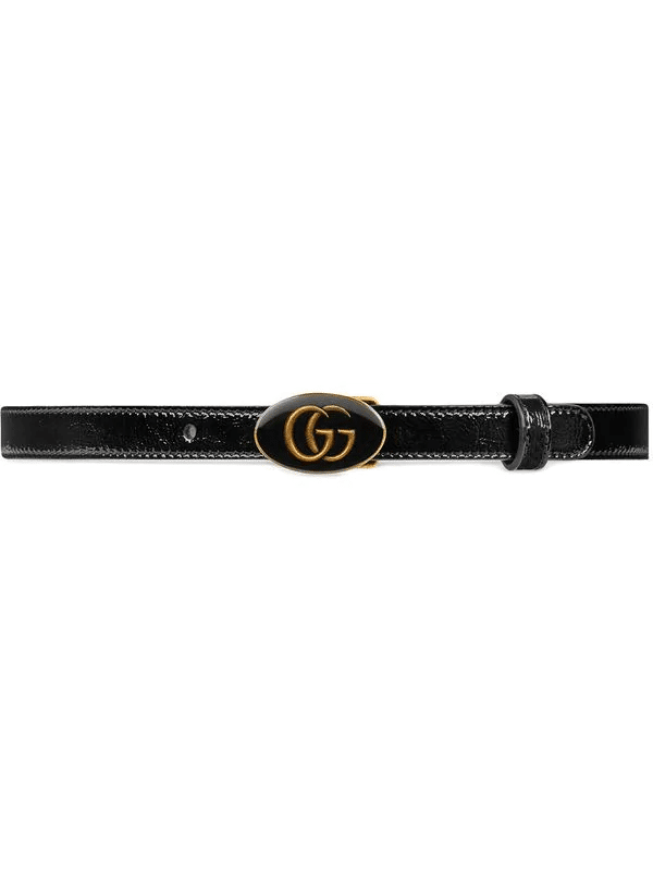 Gucci Leather belt with oval enameled buckle