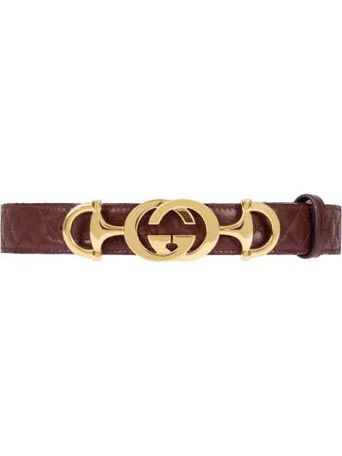 Leather belt with Interlocking G Horsebit
