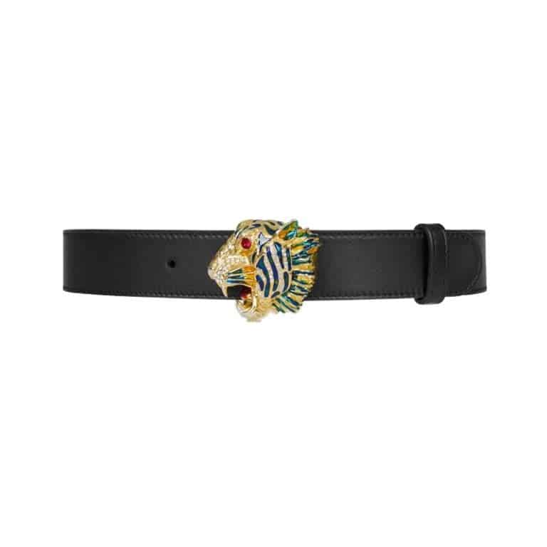Gucci Leather belt with tiger head