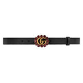 Gucci Leather belt with Double G and crystals