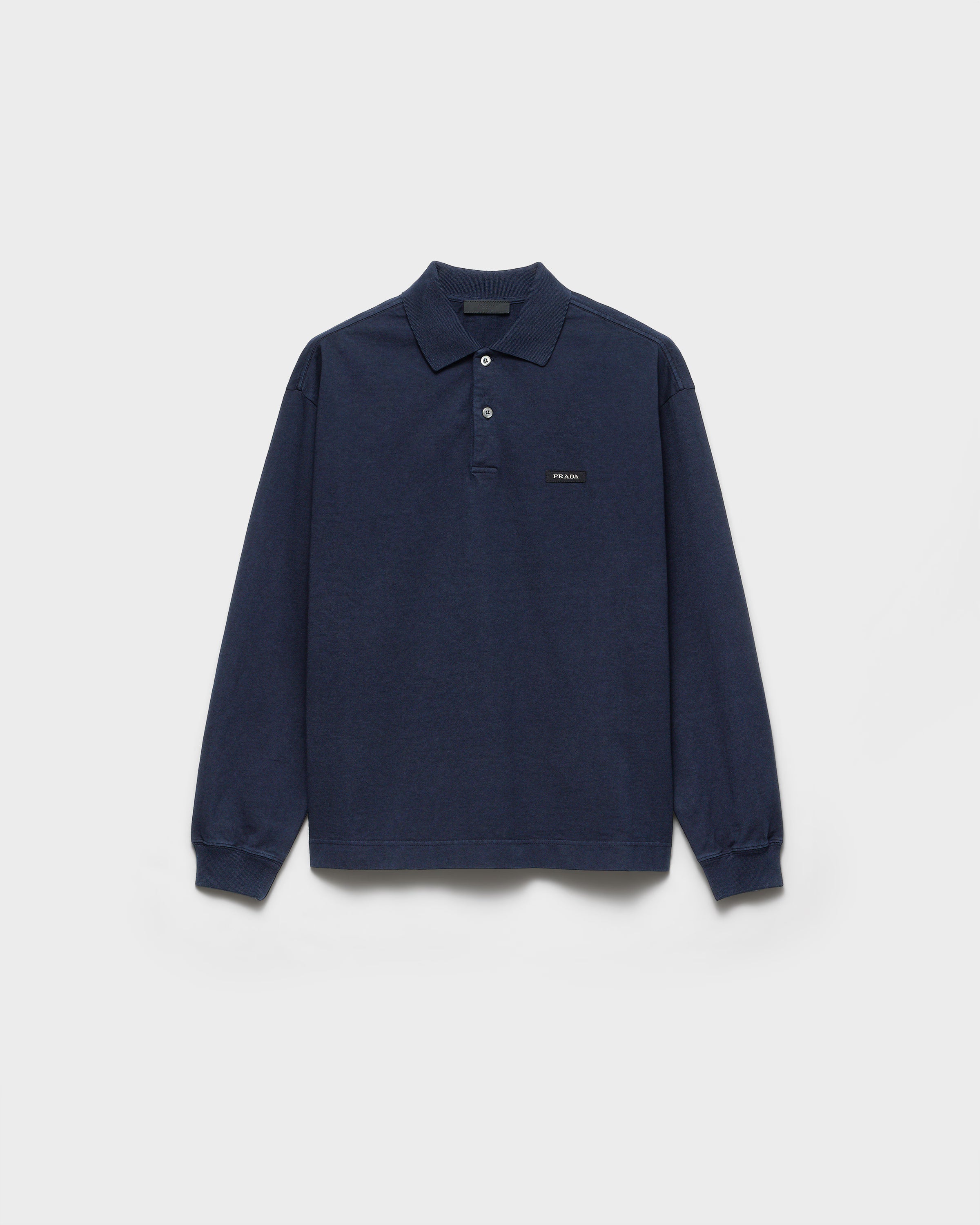Long-sleeved cotton polo shirt