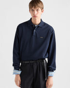 Long-sleeved cotton polo shirt